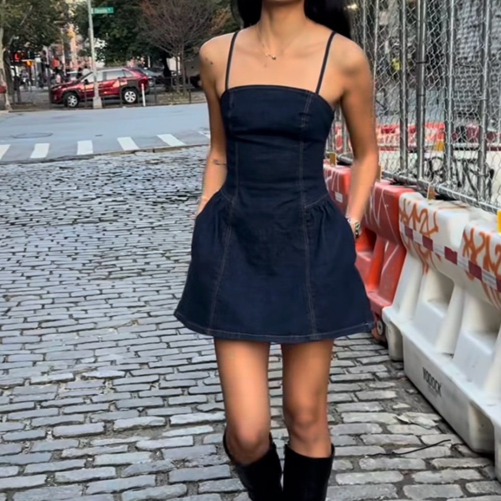 SOLD Abercrombie & Fitch Dipped Waist Denim Crossback Mini Dress